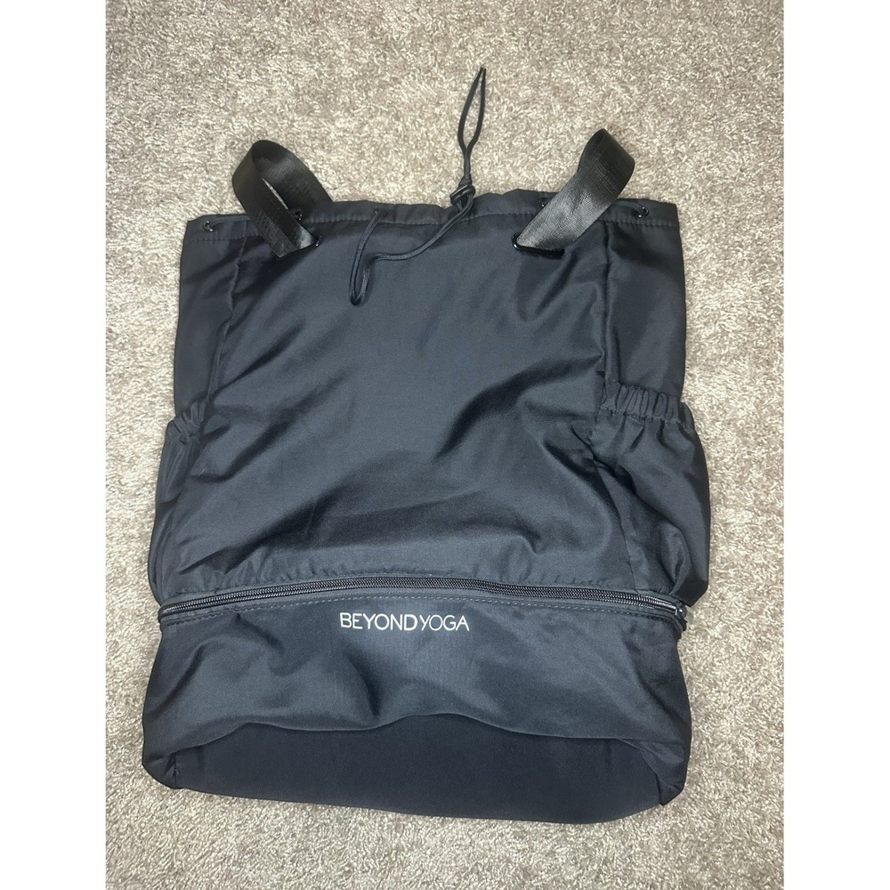 Beyond Yoga Black Large Tote Gym Bag 15L Drawstring/Zip, 3 Pockets Yoga